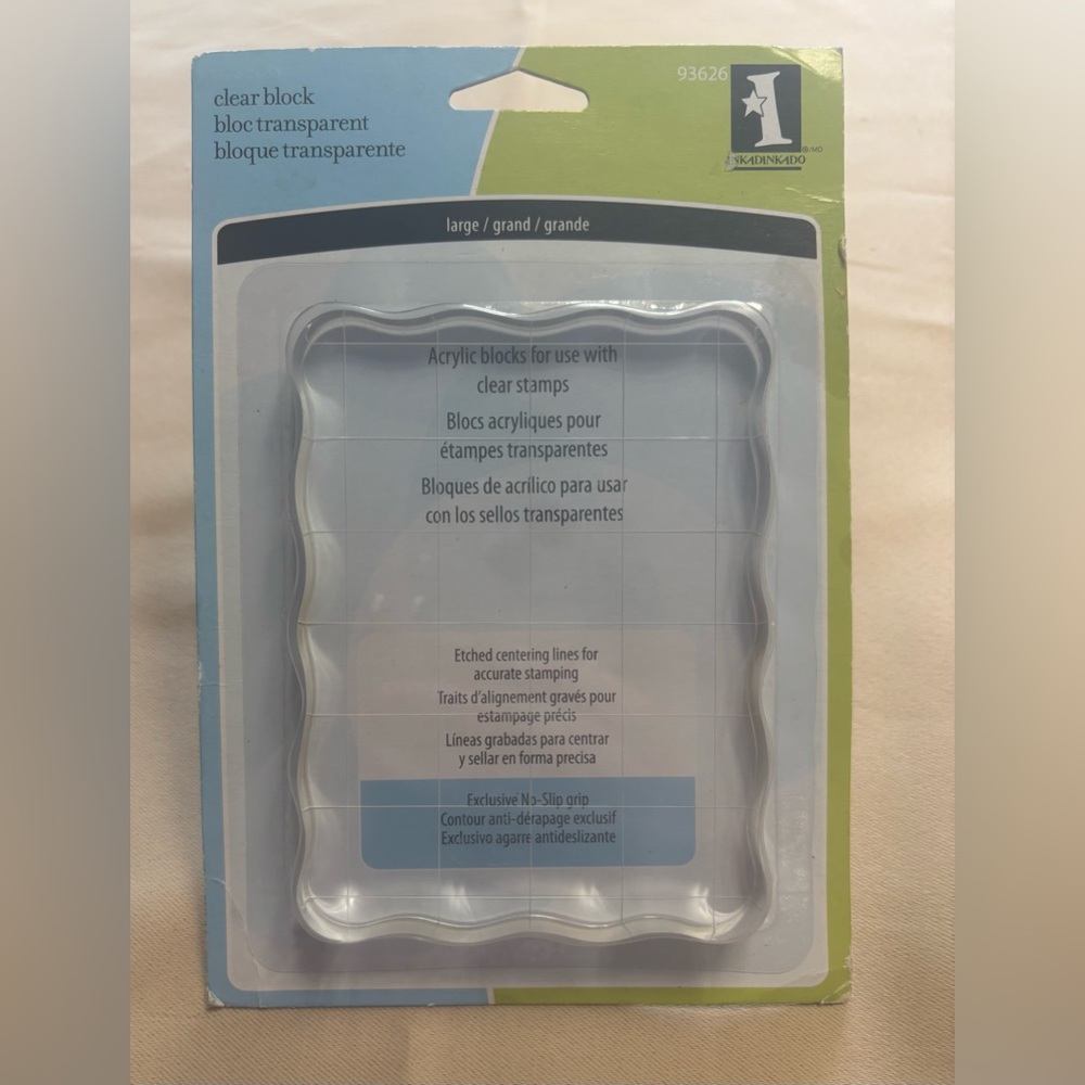 NEW Clear Acrylic Large Block‎ For Stamps 3.75" x 5" inch Etched Inkadinkado